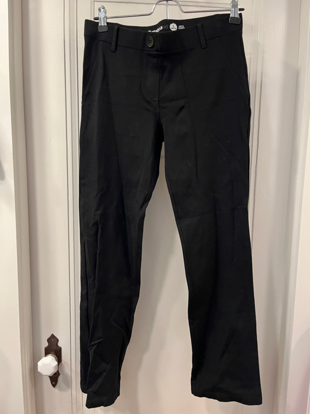 Betabrand black straight-leg dress pant yoga pants, SP petite small